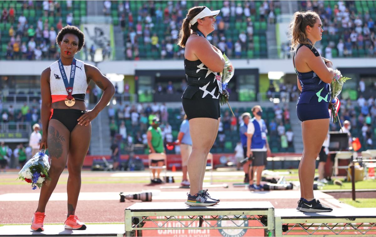 GWEN BERRY TURNS AWAY FROM FLAG ON US OLYMPIC TRIALS PODIUM, SAYS SHE WAS 'SET UP'