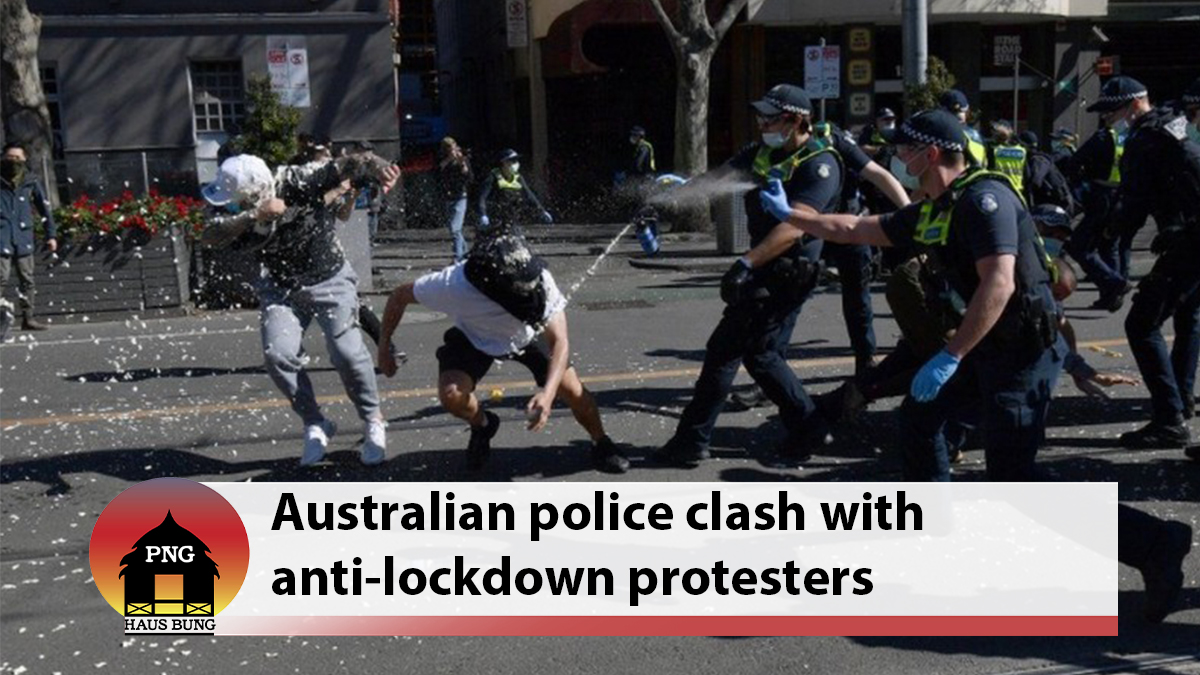 COVID: AUSTRALIAN POLICE CLASH WITH ANTI-LOCKDOWN PROTESTERS