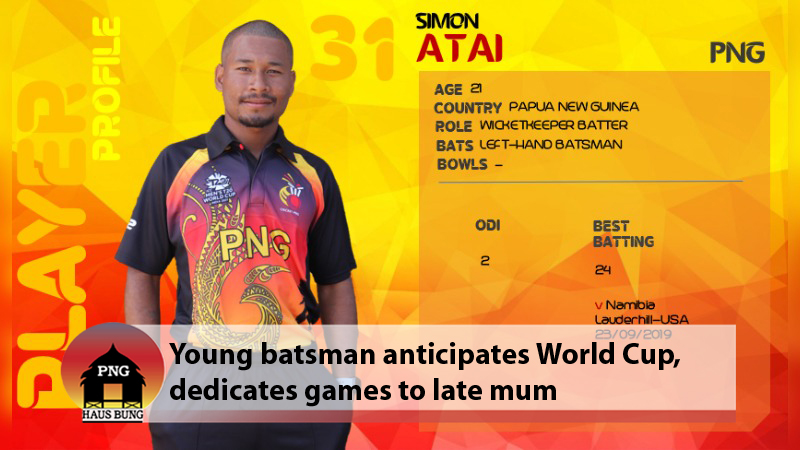 BARRAS BATSMAN DEDICATES WORLD CUP GAMES TO "MUM"