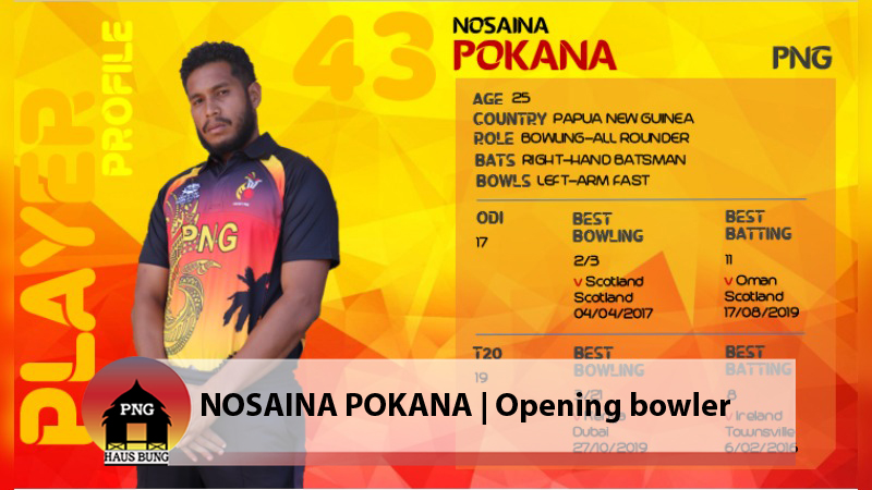 NOSAINA SET FOR ICC MEN'S T20 WORLD CUP