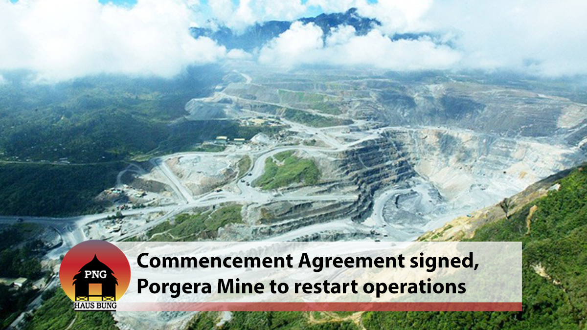 COMMENCEMENT AGREEMENT ADVANCES REOPENING OF PORGERA MINE