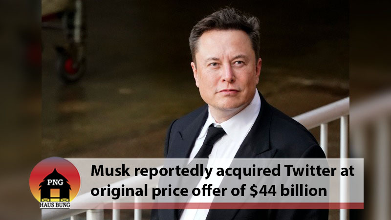 REPORTS SAY ELON MUSK CLOSES DEAL TO ACUIRE TWITTER