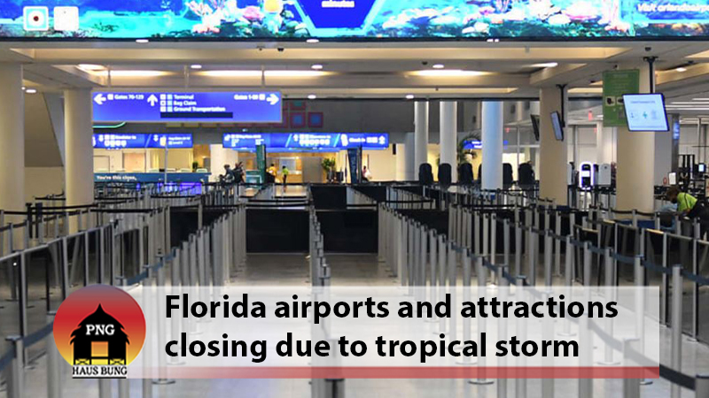 AIRPORTS AND PARKS HALT OPERATIONS AS TROPICAL STORM NICOLE APPROACHES