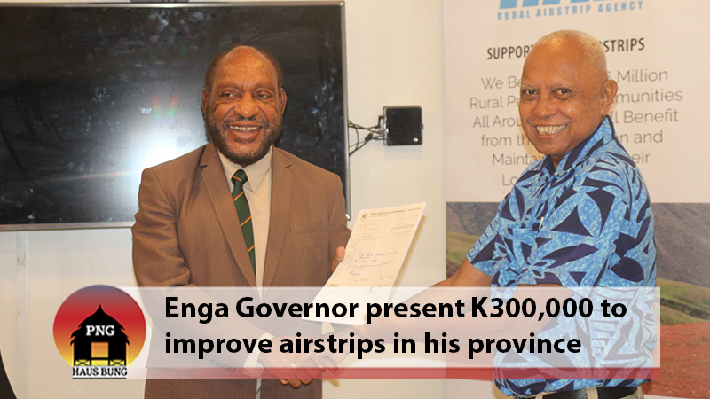 GOVERNOR IPATAS PRESENTED CHEQUE TO RURAL AIRSTRIP AGENCY