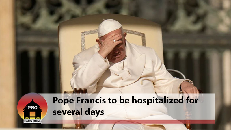 VATICAN: POPE TO BE HOSPITALIZED FOR RESPIRATORY INFECTION