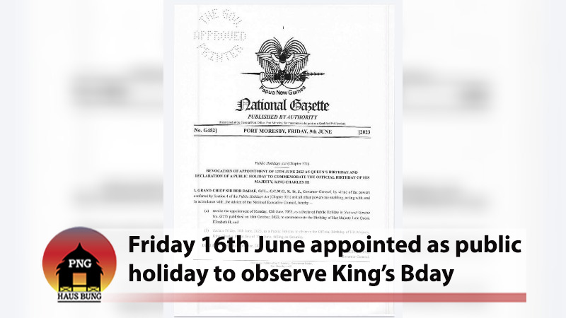 PUBLIC HOLIDAY CHANGE OFFICIALLY GAZETTED