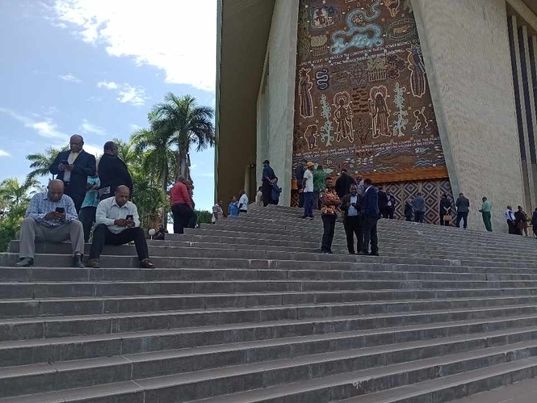 PARLIAMENT UPDATE: PEOPLE WAITING OUTSIDE PARLIAMENT