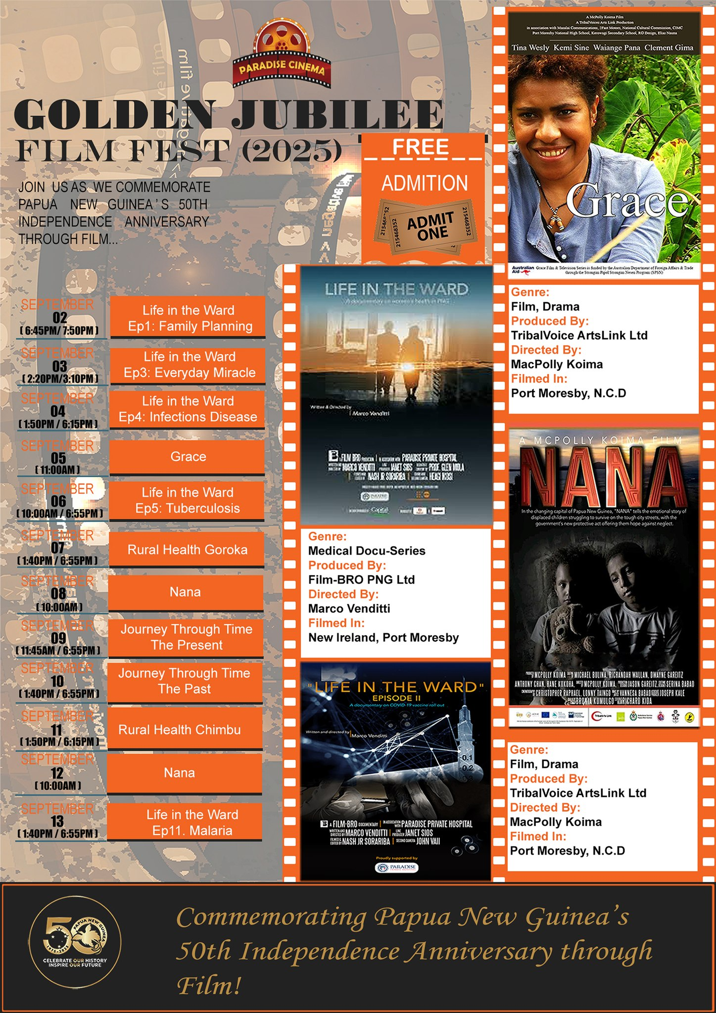 GOLDEN JUBILEE FILM FEST CELEBRATES PNG’S 50TH ANNIVERSARY AT PARADISE CINEMA