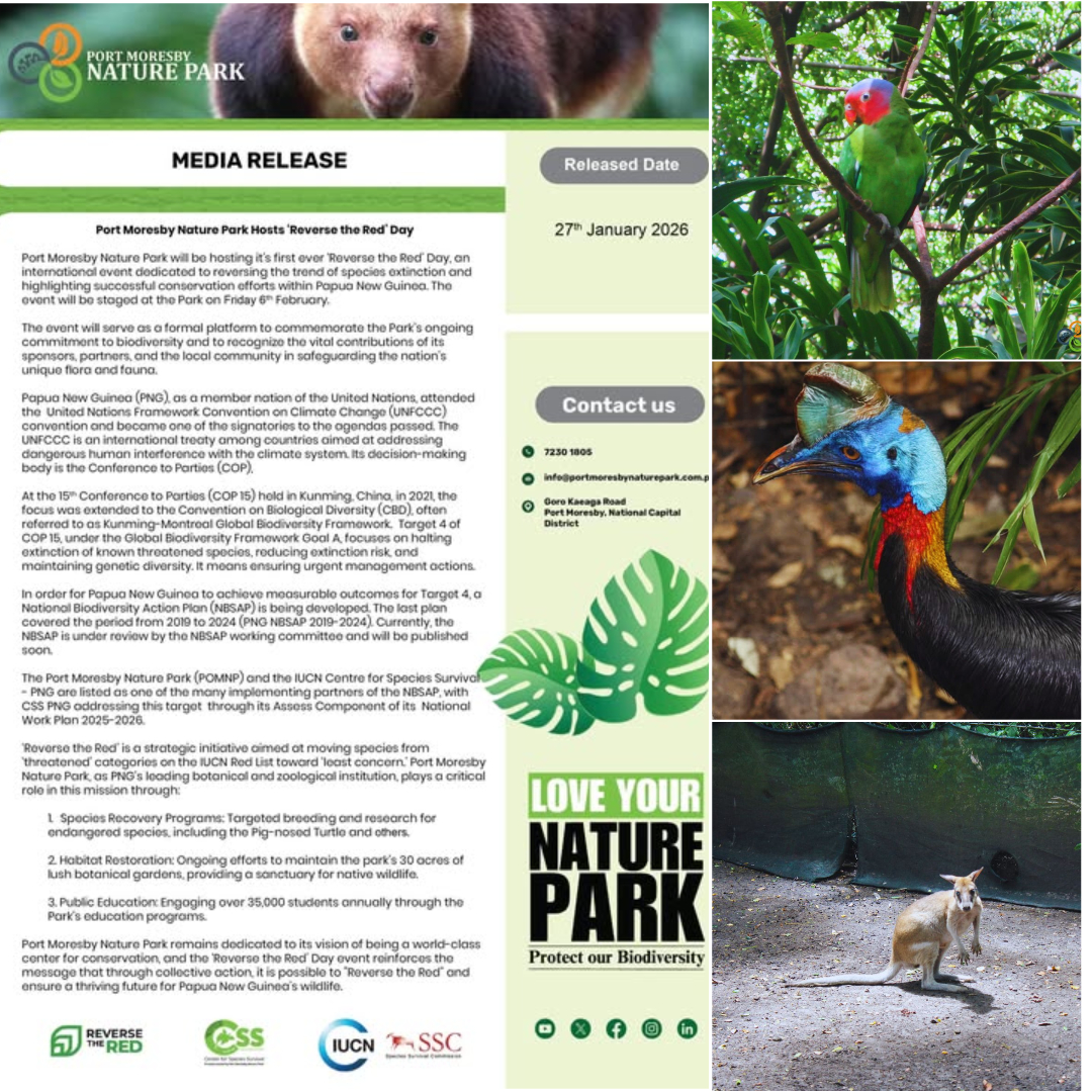 PORT MORESBY NATURE PARK TO HOST ‘REVERSE THE RED’ DAY