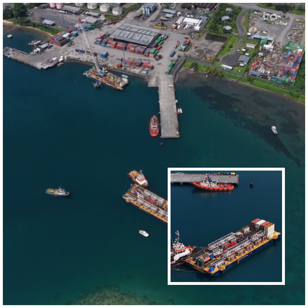 KIMBE PORT WORKS PROGRESSING, EQUIPMENT BARGE ARRIVES FROM TOWNSVILLE