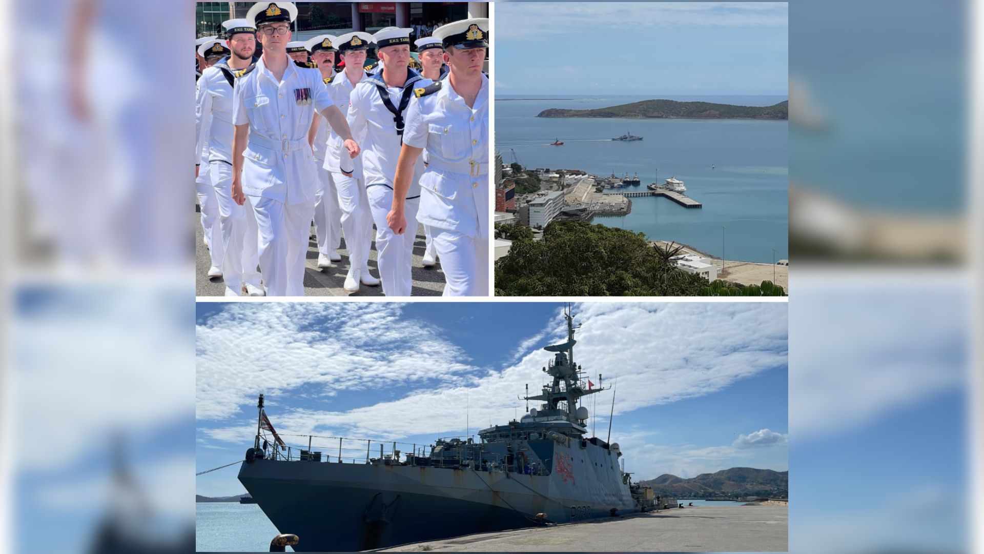 UK NAVY SHIP DOCKS IN PORT MORESBY