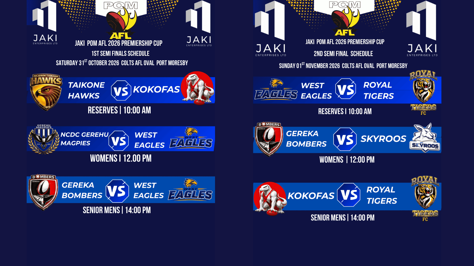 JAKIPOM AFL 2026 PREMIERSHIP CUP HEADS INTO SEMI-FINALS THIS WEEKEND